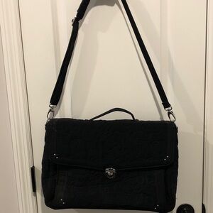 Vera Bradley Quilted laptop business Travel Bag Black tote Removable Strap
